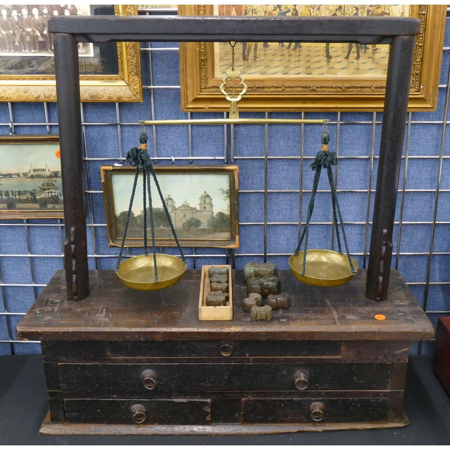 Antique Japanese Wood Merchant's Scale 31''x30''