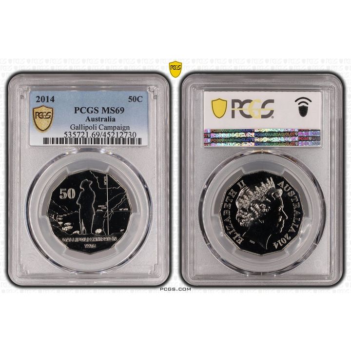 2014 Australia Fifty Cent, 50c Gallipoli Campaign PCGS - MS69 -730