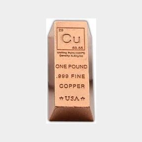 1 POUND COPPER BAR INGOT PAPERWEIGHT - 999 PURE CHEMISTRY ELEMENT DESIGN