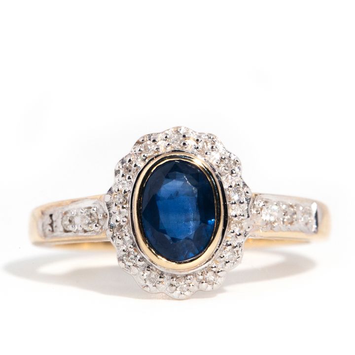 9 Carat Yellow Gold Sapphire & Diamond Ring