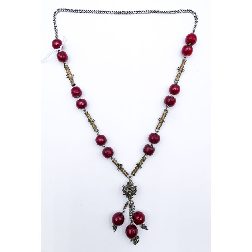 Sterling Filigree & Amber Large Art Necklace 24''
