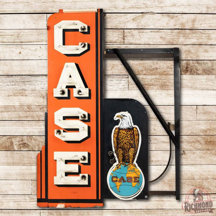 Case w/ Ole Abe Logo Double Sided Porcelain Neon Sign TAC 9 & 8.75