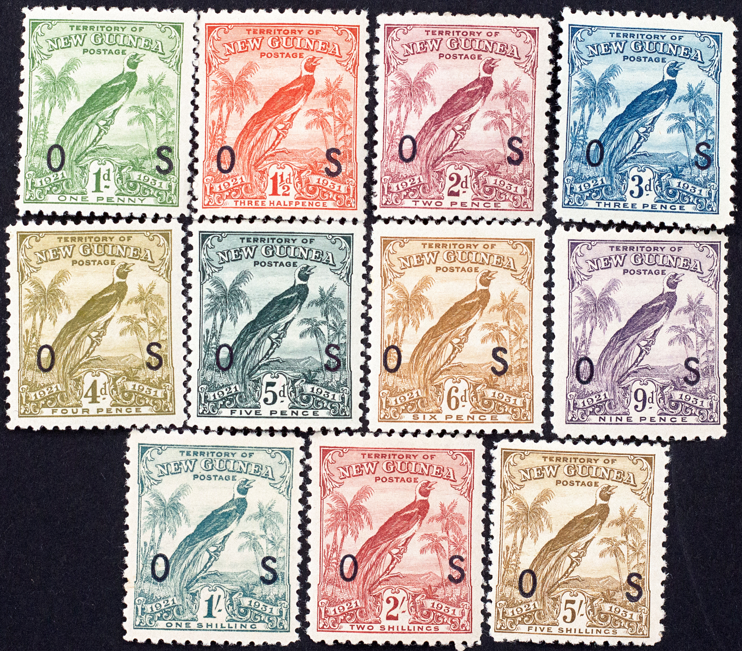 New Guinea, Dated Birds, Officials, 1931, Fine