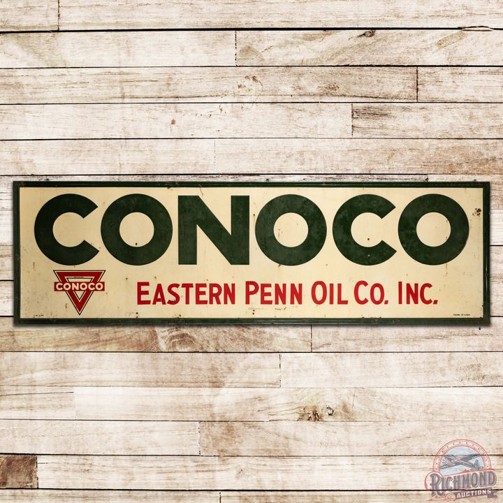 Large Conoco Eastern Penn Oil Co. 10' SST Sign w/ Logo