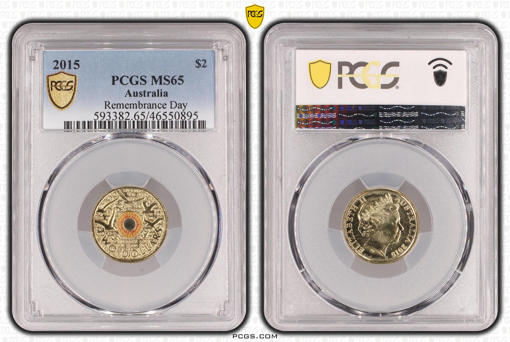 Remembrance Day, Two Dollar, 2015, PCGS MS65