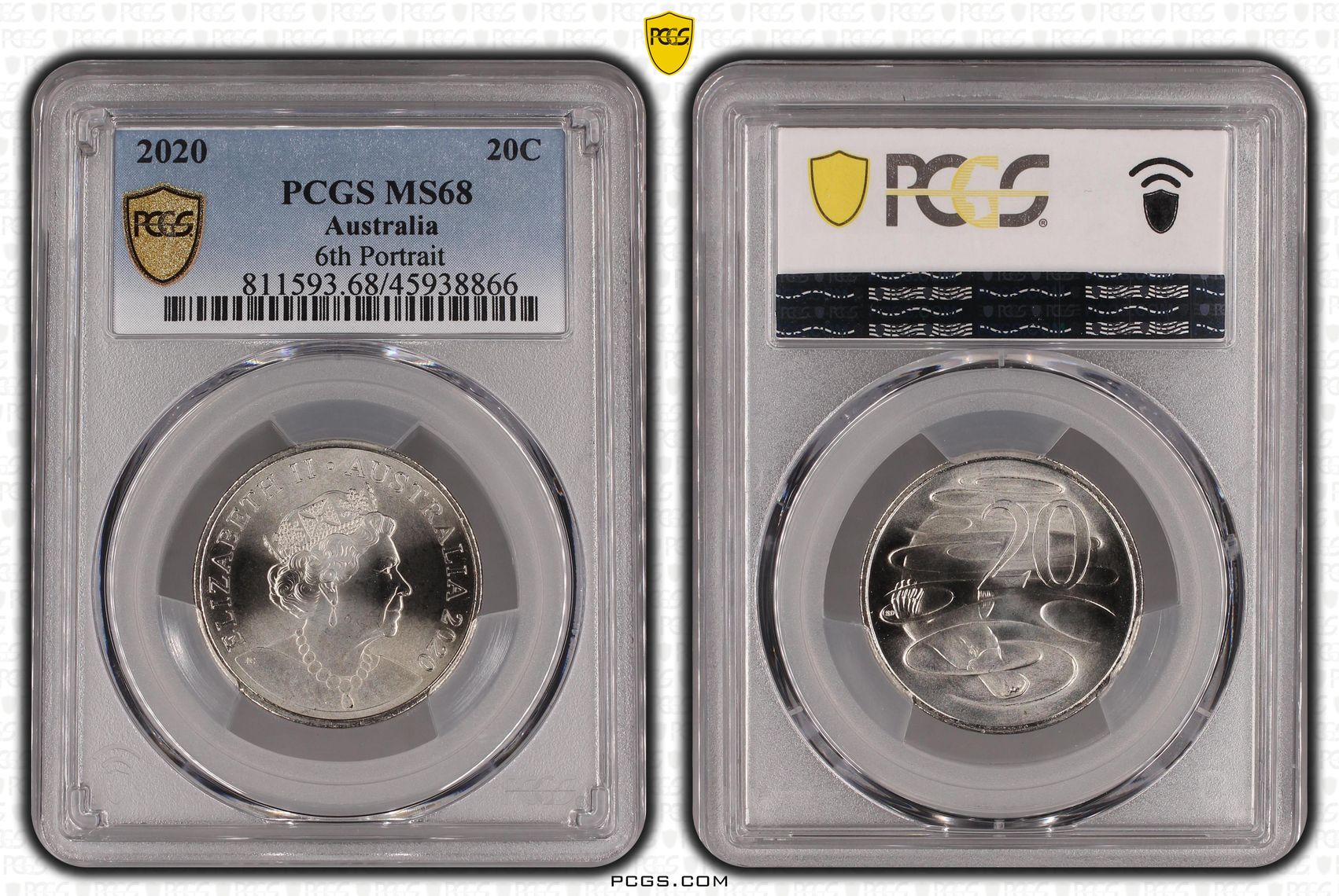 2020 Australia Twenty Cent, 20c 6th Portrait PCGS - MS68 POP 5/0 -866