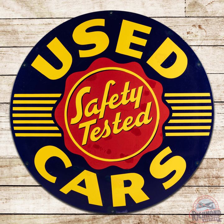 Oldsmobile Safety Tested Used Cars 48" Single Sided Porcelain Sign