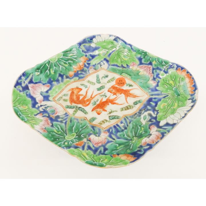 Old Chinese Pedestal Lotus Dish- 11.5'' w/ some chipping