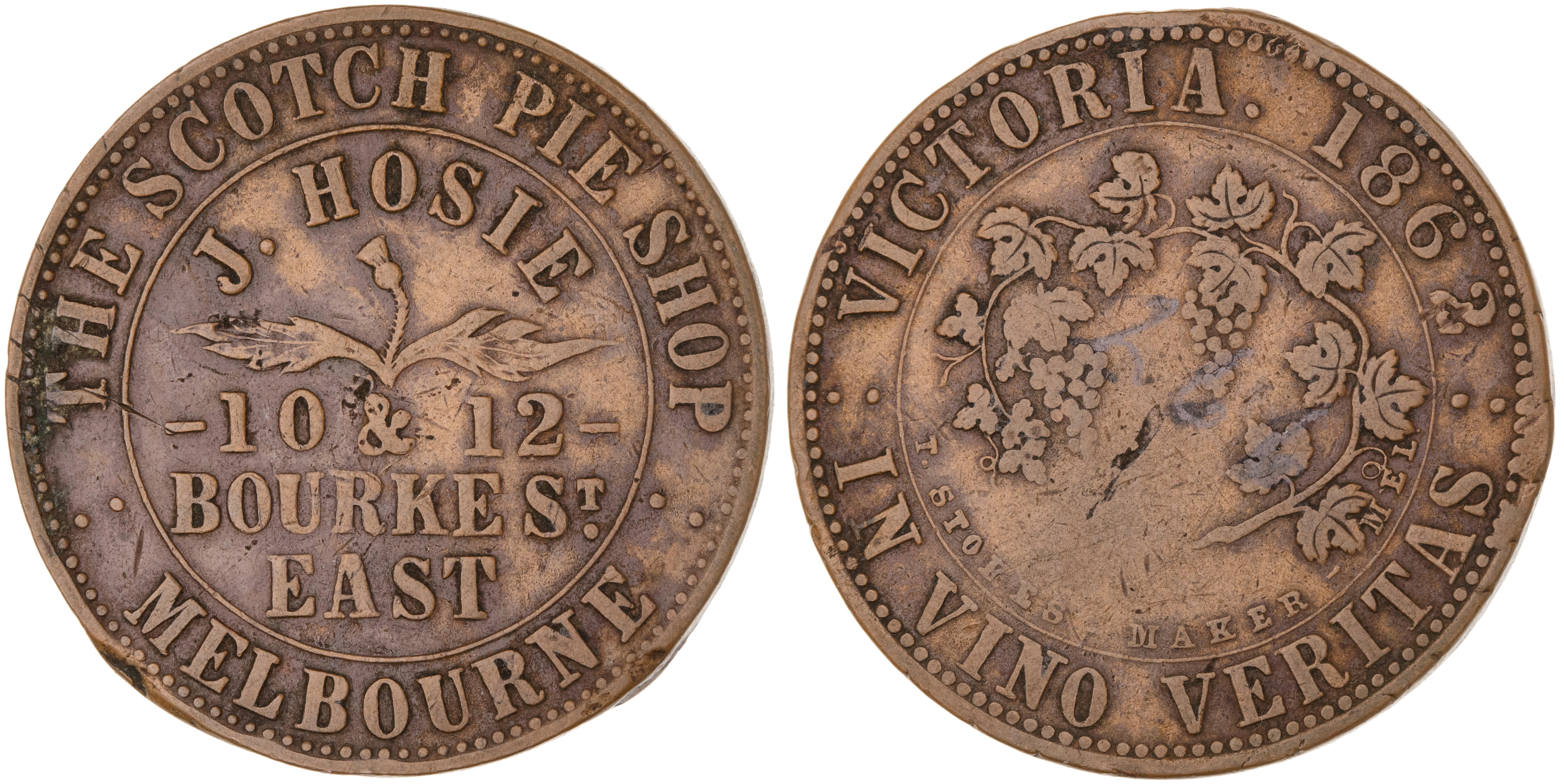Melbourne, Victoria, J. Hosie, Penny, 1862, Fine