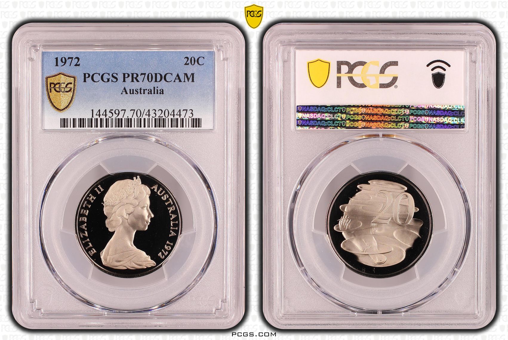 1972 Australia Twenty Cent, 20c Proof PCGS - PR70DCAM POP 2/0 -473