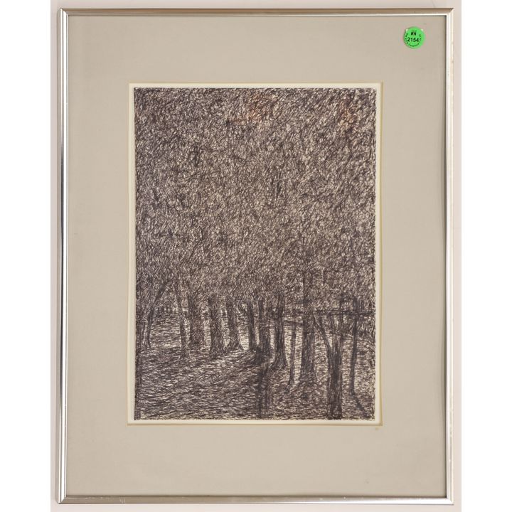 Jay Steensma ''Dense Forest'' Ink on Paper Framed 17.5''x14.5''