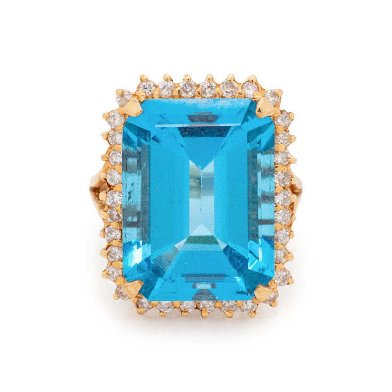 BLUE TOPAZ AND DIAMOND RING