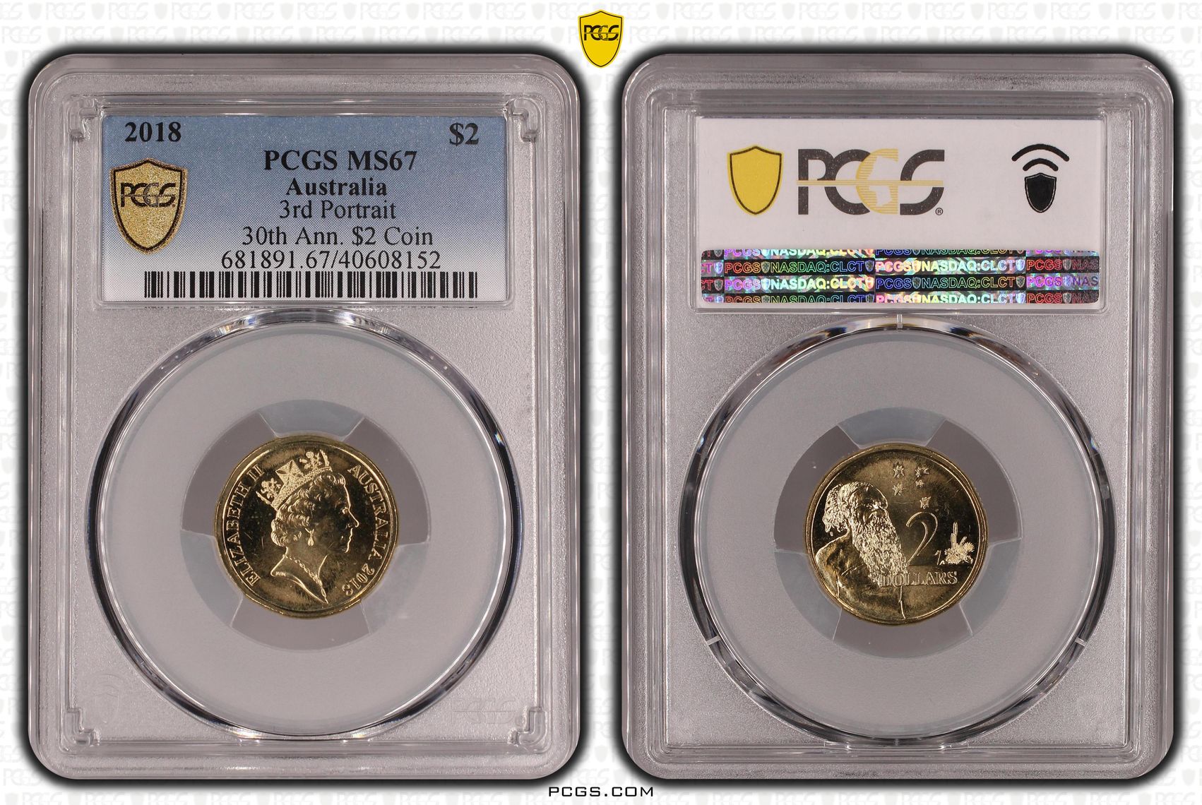 3rd Portrait 30th Ann. $2 Coin, Two Dollar, 2018, PCGS MS67