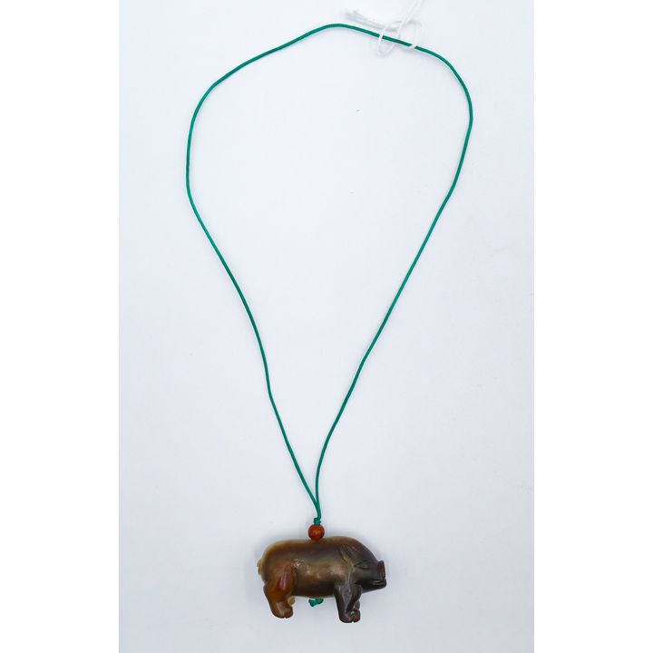 Old Chinese Carved Jade Pig Toggle 1.75''