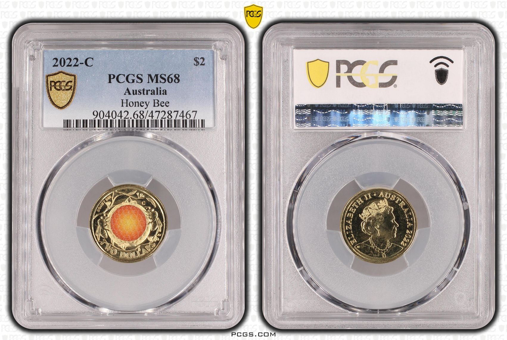 477 · Elizabeth II, Honey Bee, Two Dollar, 2022-C, PCGS MS68