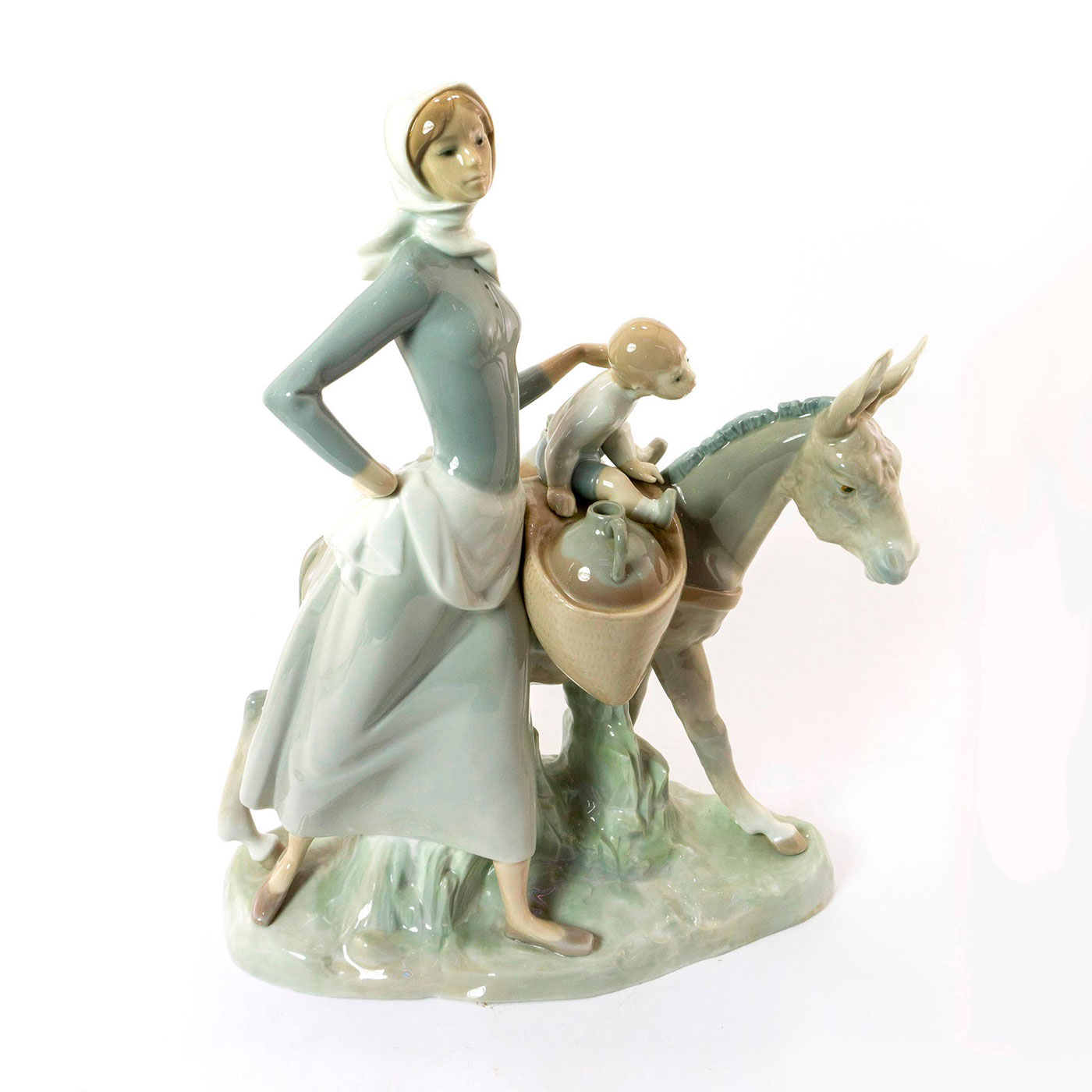 Woman with Girl & Donkey 1004666 - Lladro Porcelain Figurine 