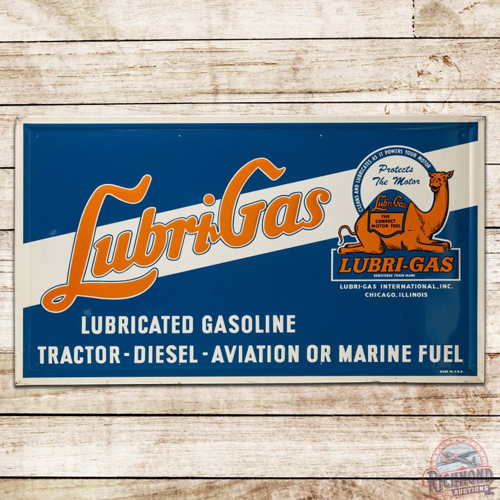 Lubri-Gas Tractor Diesel Aviation Marine Fuel SST Sign w/ Camel Logo