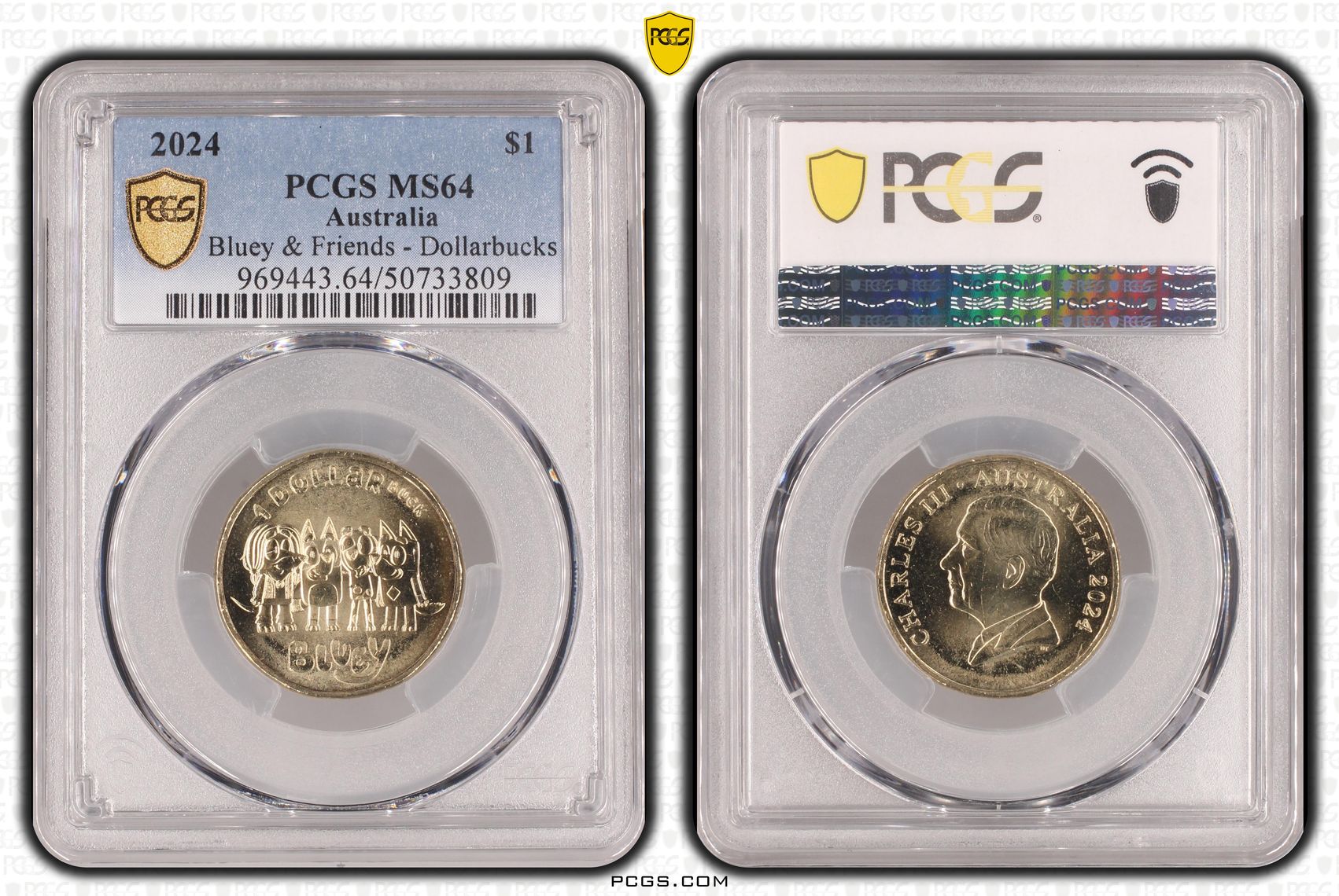 Bluey & Friends - Dollarbucks , One Dollar, 2024, PCGS MS64
