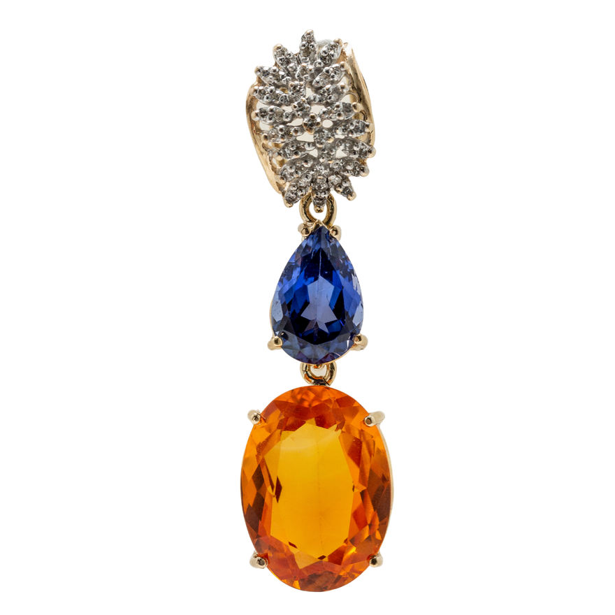 DIJE DE GRANATE NARANJA, TANZANITA Y DIAMANTES