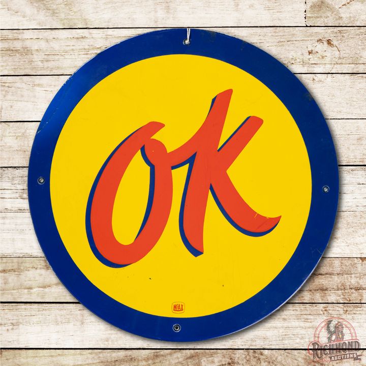 18" Chevrolet OK Single Sided Porcelain Sign TAC 8.5
