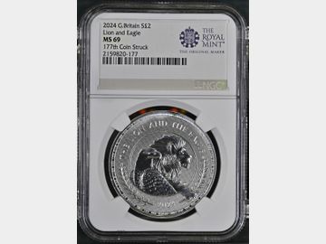 2024 LION & EAGLE SILVER 2 POUND (177TH COIN STRUCK) MS69