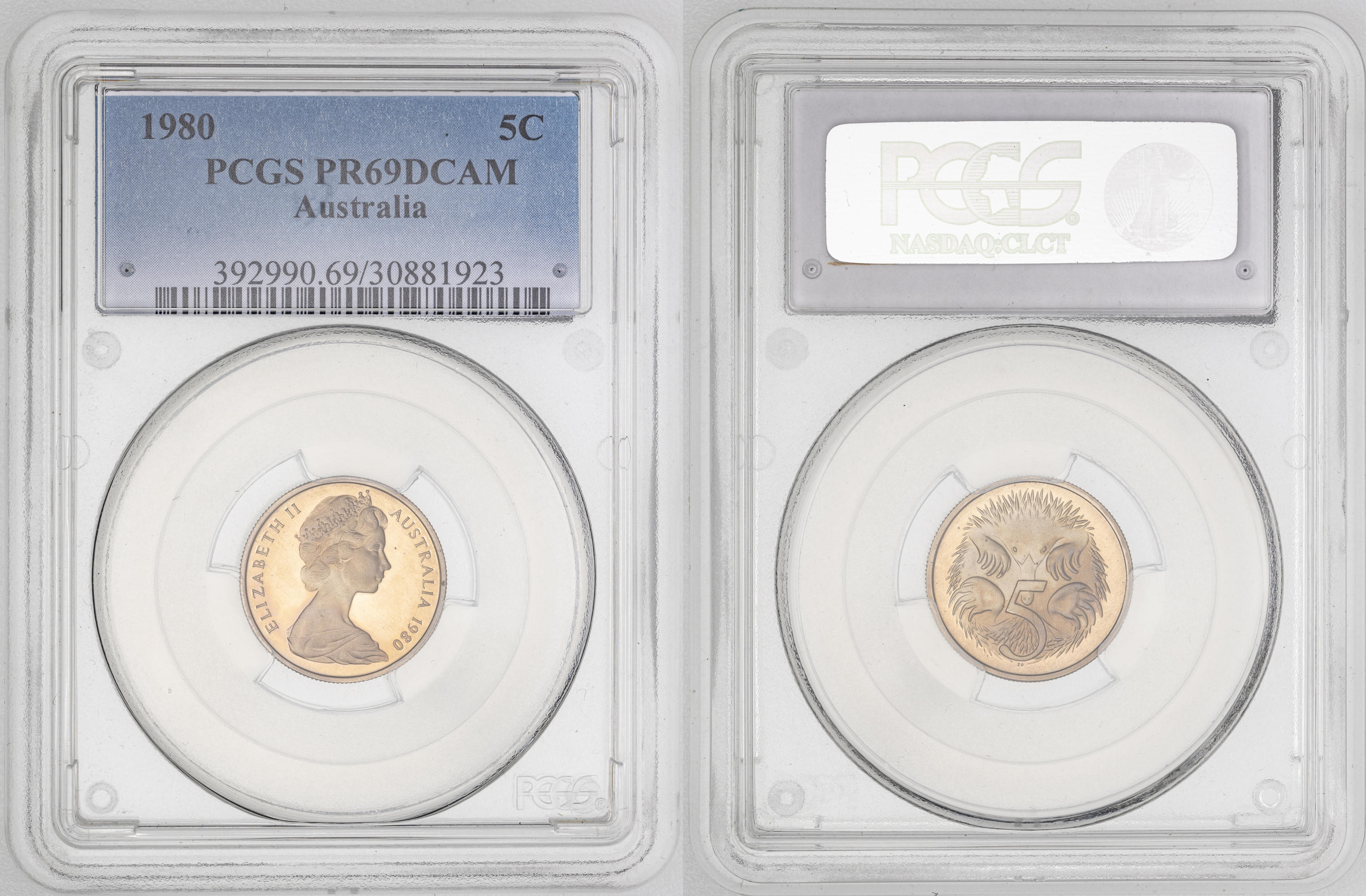 Elizabeth II, , Five Cent, 1980, PCGS PR69DCAM