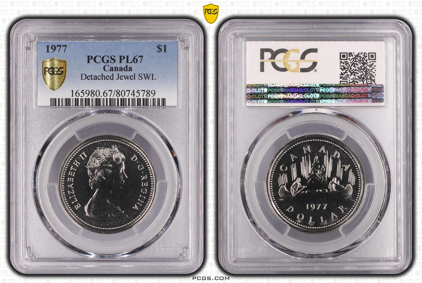 Canada, Detached Jewel SWL Ni, One Dollar, 1977, PCGS PL67