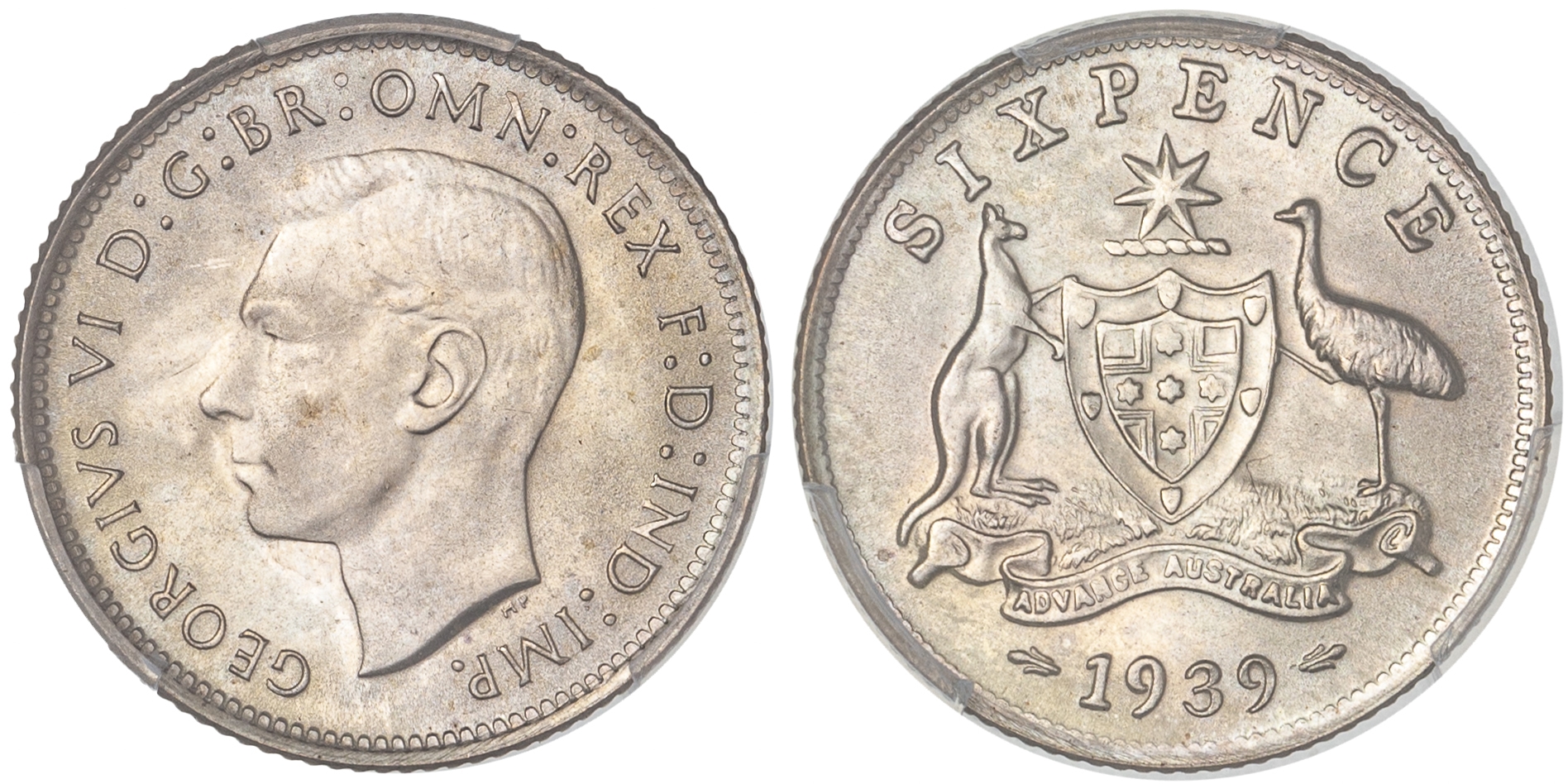 George VI, Sixpence, 1939, PCGS MS65
