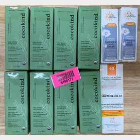 COCOKIND SEAMOSS EXFOLIATOR, LA ROCHE POSAY SUNSCREEN SPF 60 & 2X EARTH SCIENCE HYALURONIC ACID SERUM 30 ML