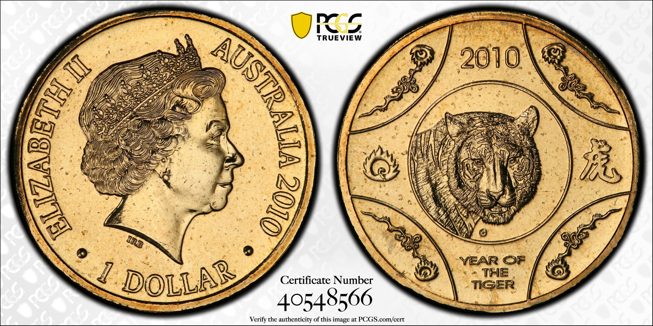 Year of the Tiger Al-Bronze, One Dollar, 2010, PCGS MS66