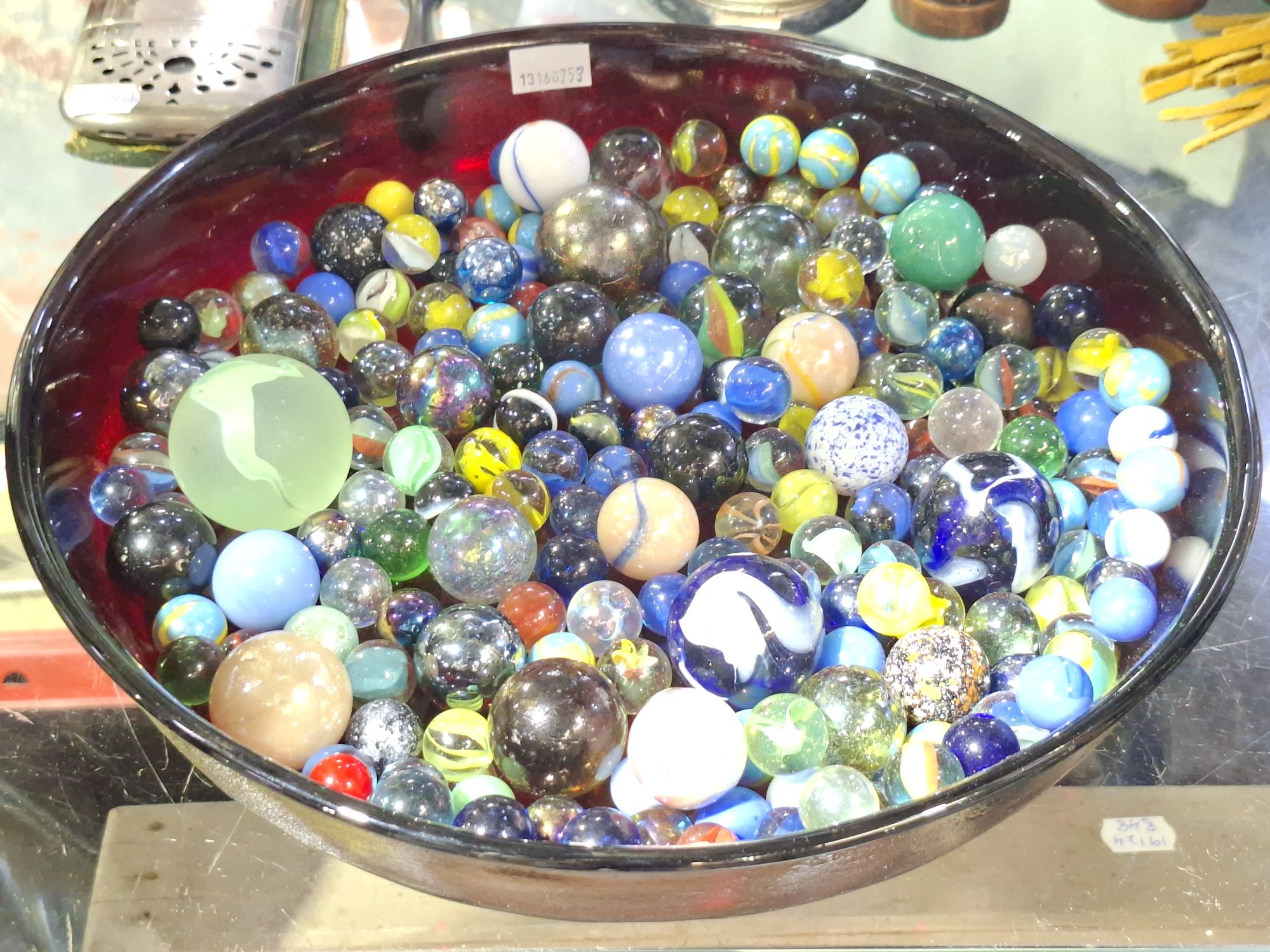 1359 · MARBLES IN GLASS DISH