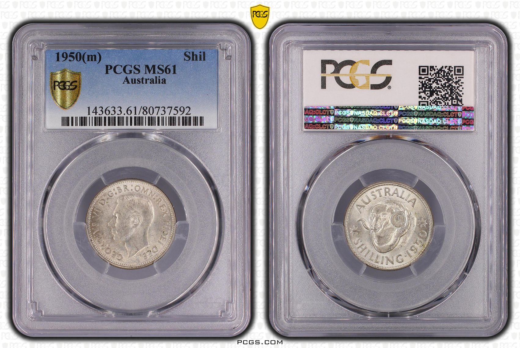 Shilling, 1950(m), PCGS MS61