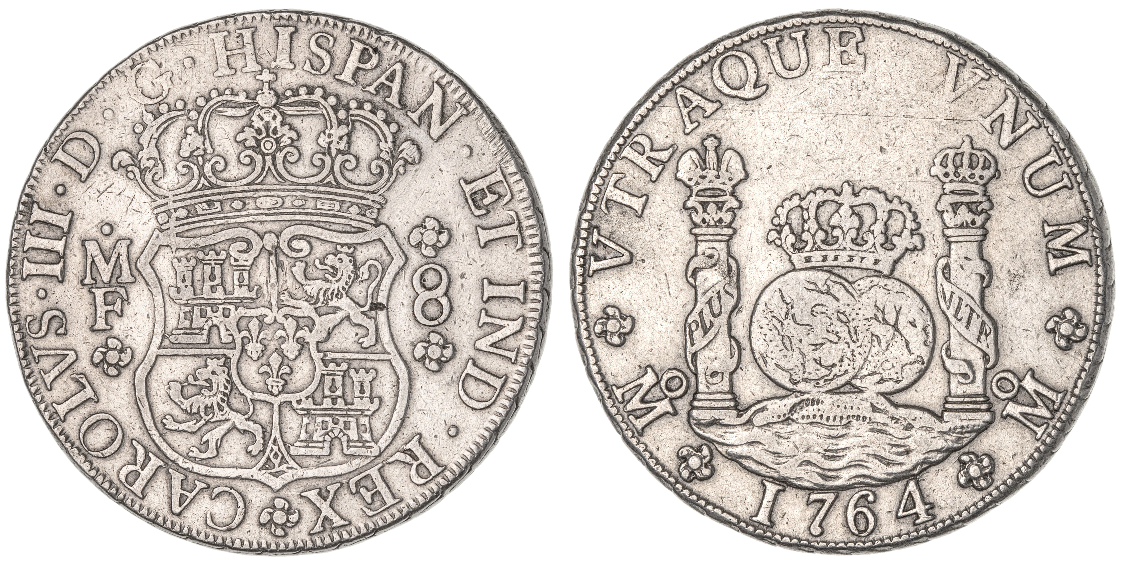 Mexico, Charles III, Eight Reales, 1764-MF, gVF