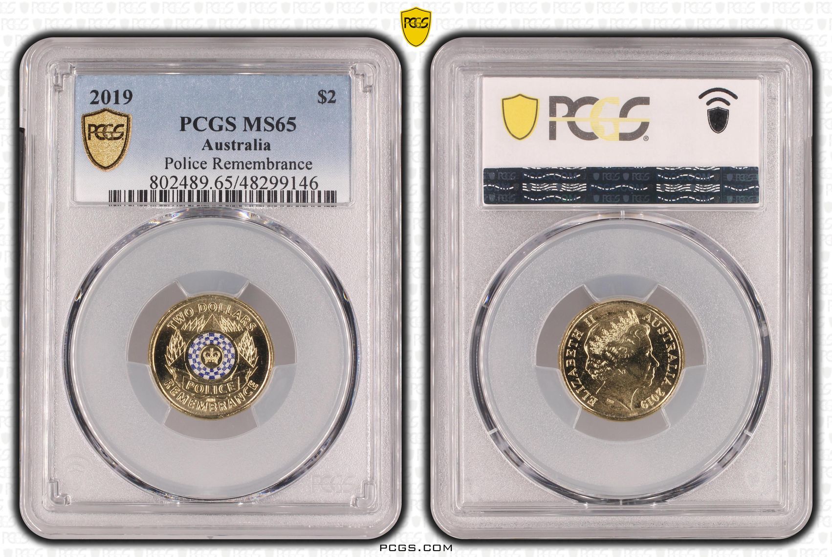 Police Remembrance Colourised, Two Dollar, 2019, PCGS MS65