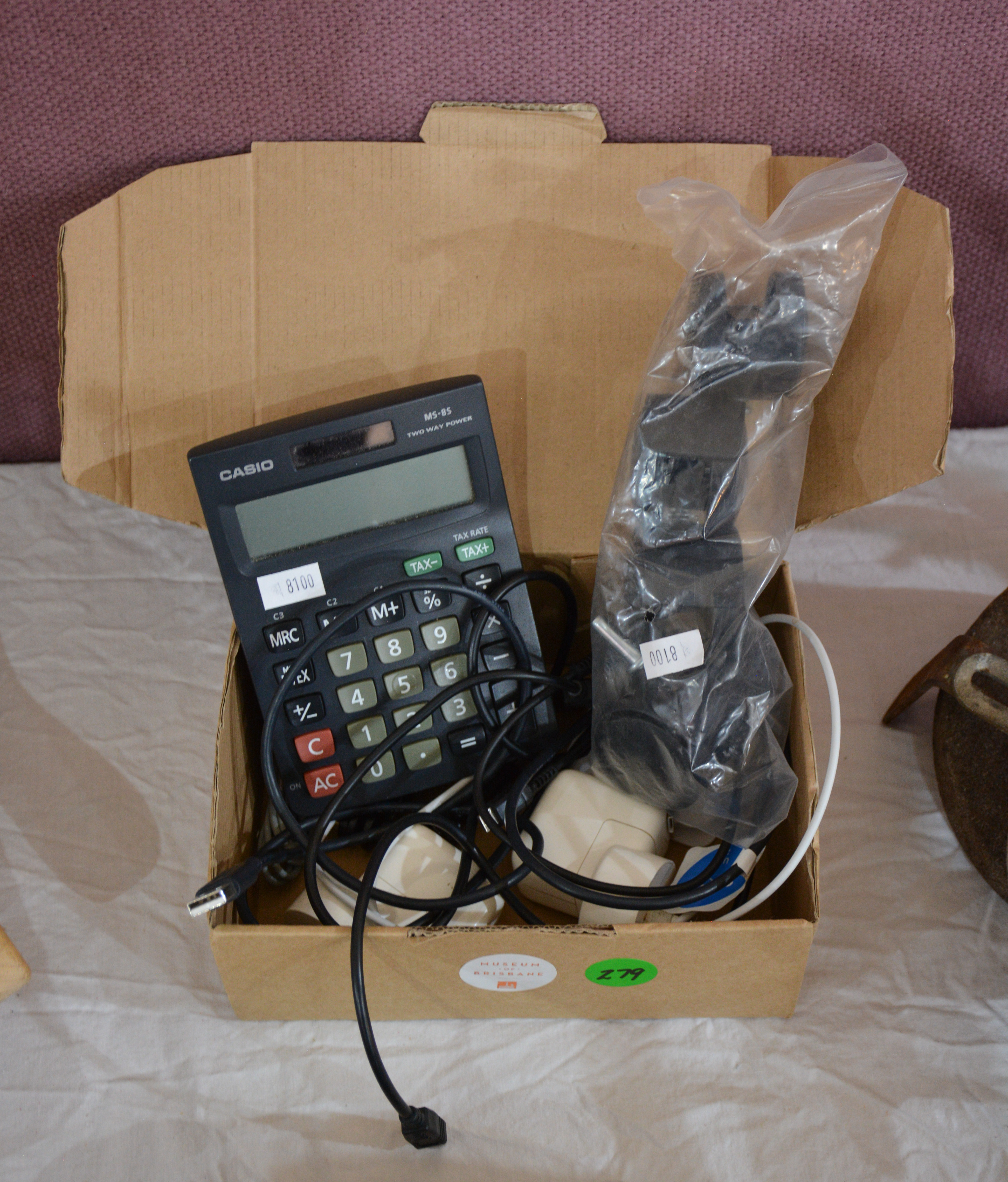 Calculator, Castors etc in Box — sold at auction in New Zealand for $10