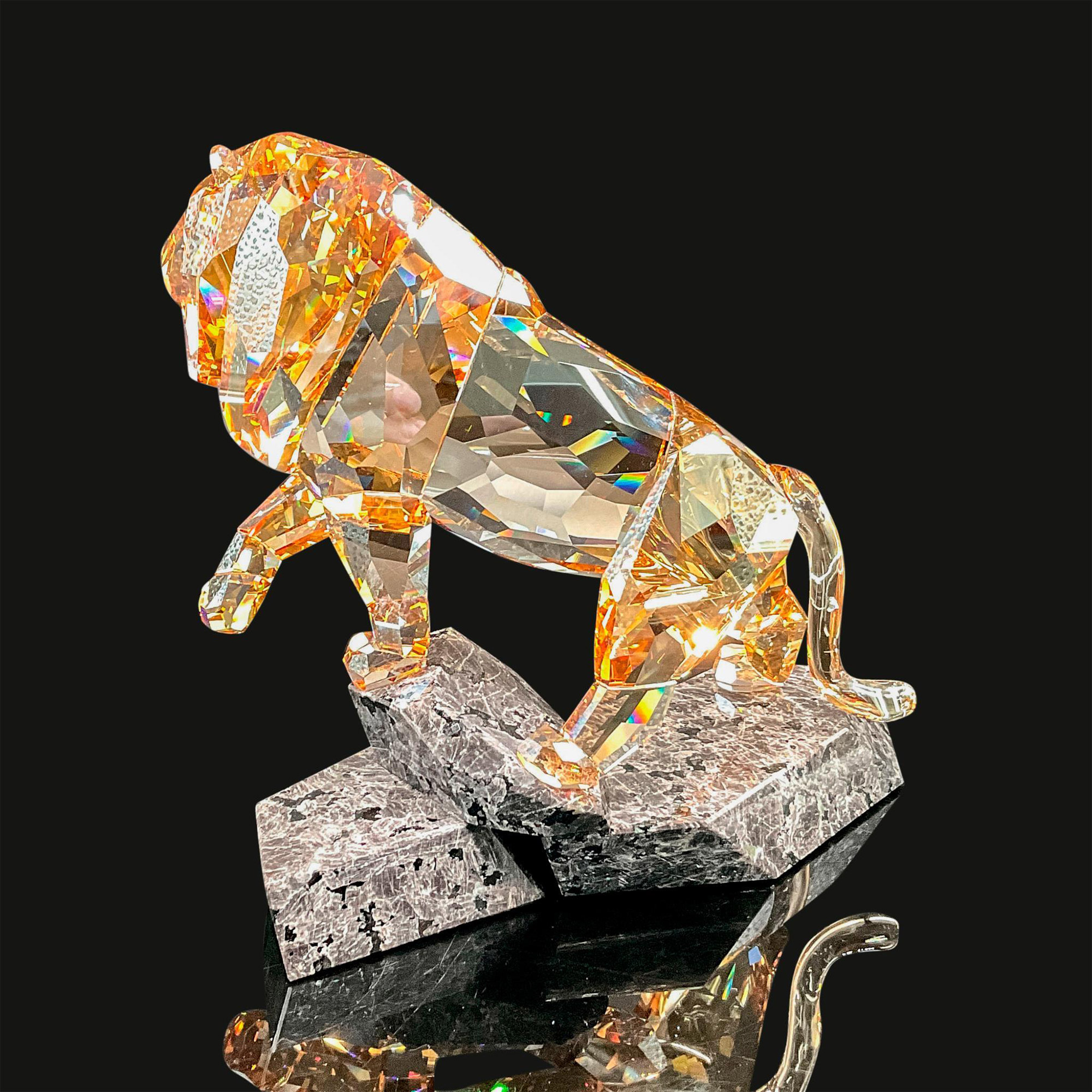 Swarovski Crystal Figurine, Golden Shadow Lion | Lion and