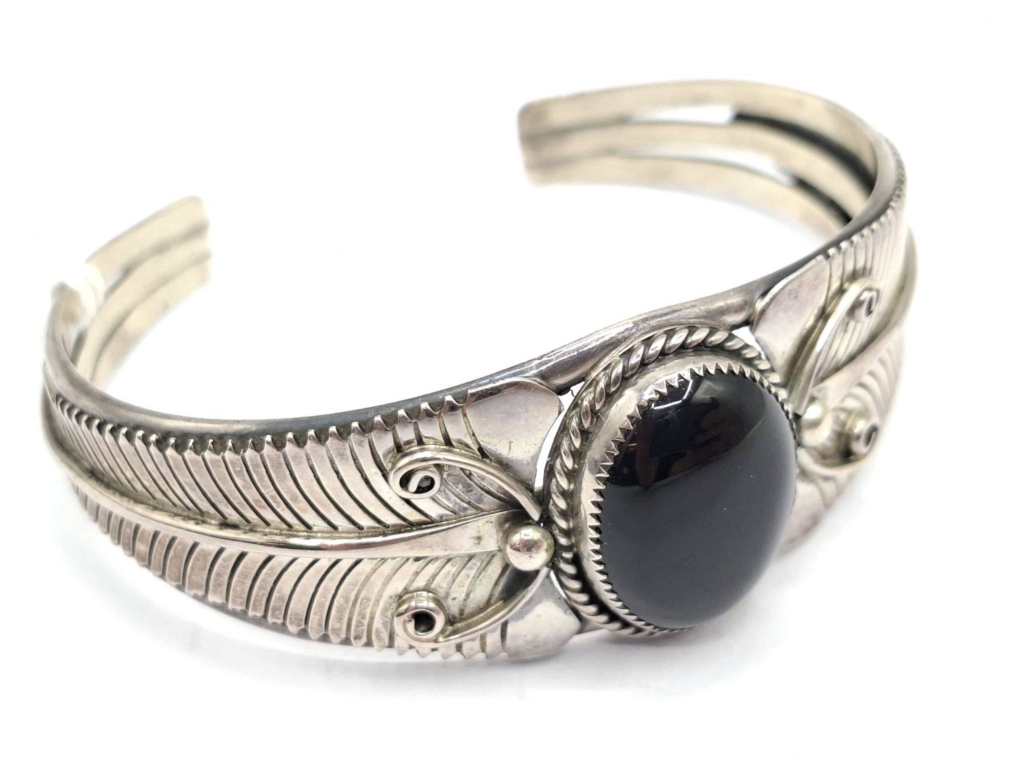 Sterling Silver Onyx Bangle