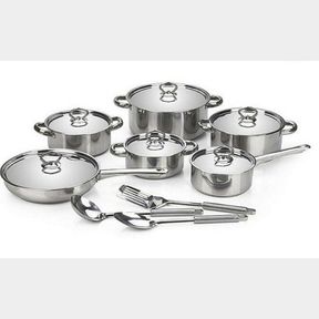 15 Piece Heavy Bottom Stainless Steel Cookware Set | INCOMPLETE/ NO LIDS/ NO SPOONS/ POTS ONLY/ ONE POT DENTED