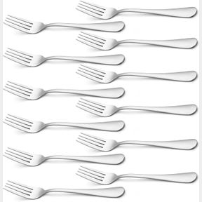 BRIOUT TAFELGABELN, 12-TEILIGES BESTECK-SET, PREMIUM-LEBENSMITTELQUALIT T, EDELSTAHL, DESSERTGABELN, SILBER, 20,3 CM