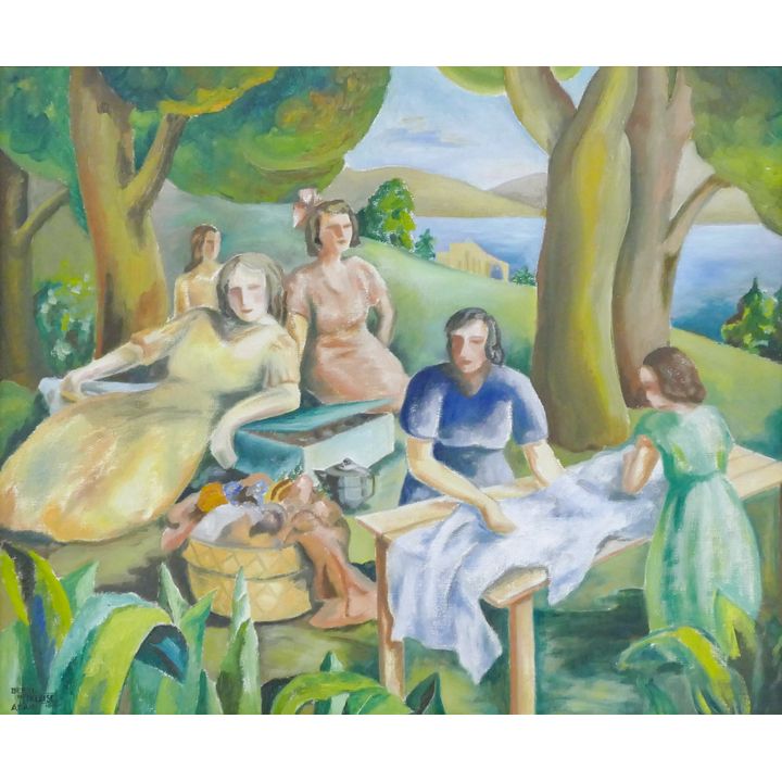 Beryl Adair Trezise ''Figure Composition, Picnic'' 1940 Oil on Board