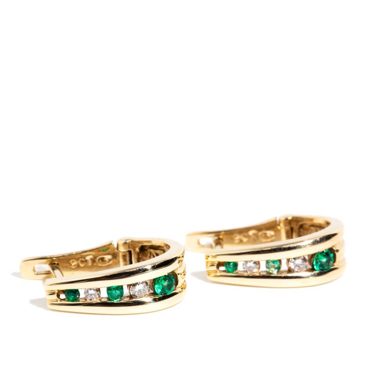 Emerald & Diamond 9 Carat Gold Earrings