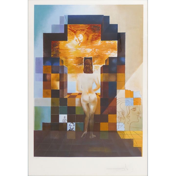 After Salvador Dali 'Lincoln in Dalivision Deluxe Edition' Lithograph. Edition G32/350. Framed. Image measures 32x22.5''