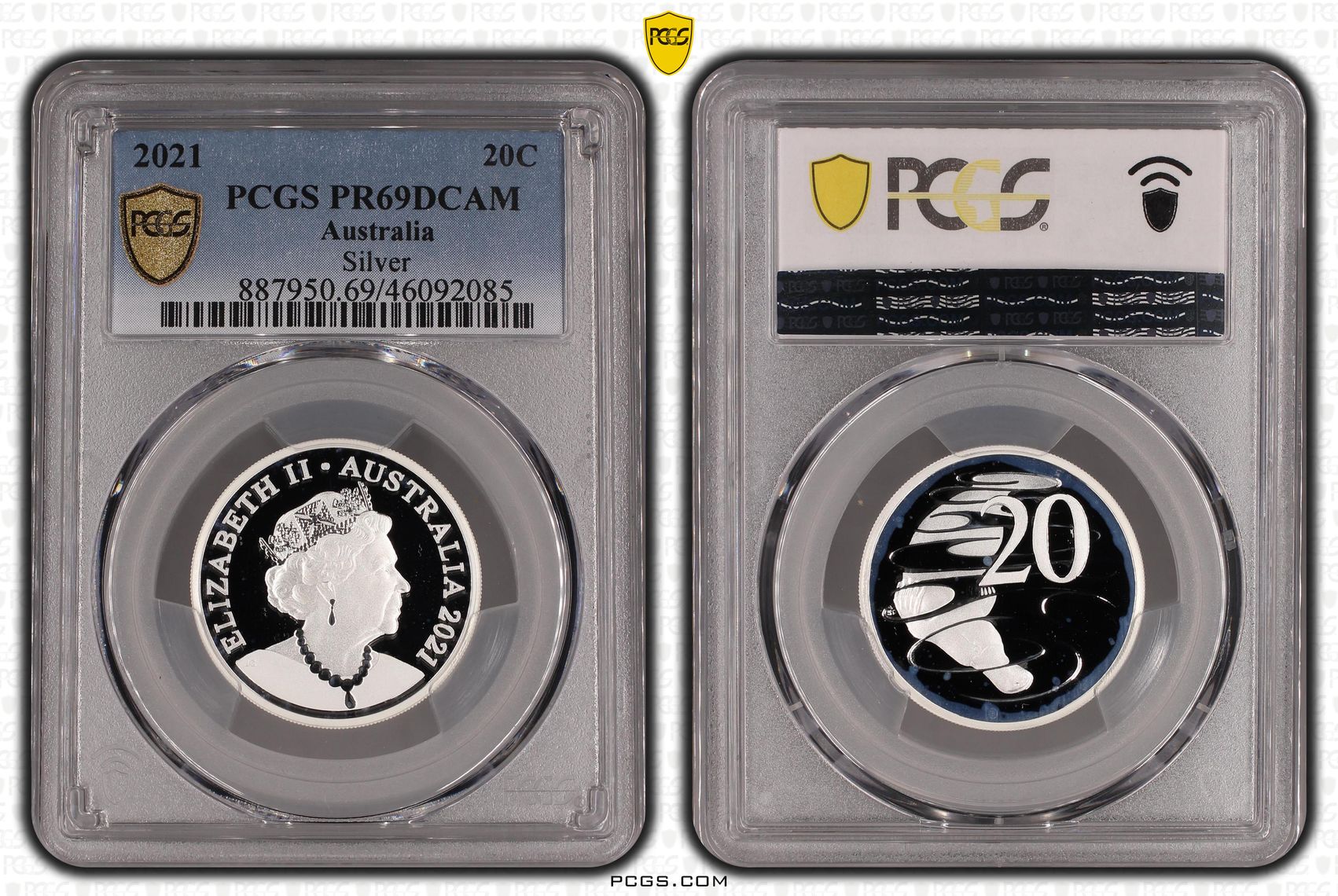 Elizabeth II, Silver, Twenty Cent, 2021, PCGS PR69DCAM