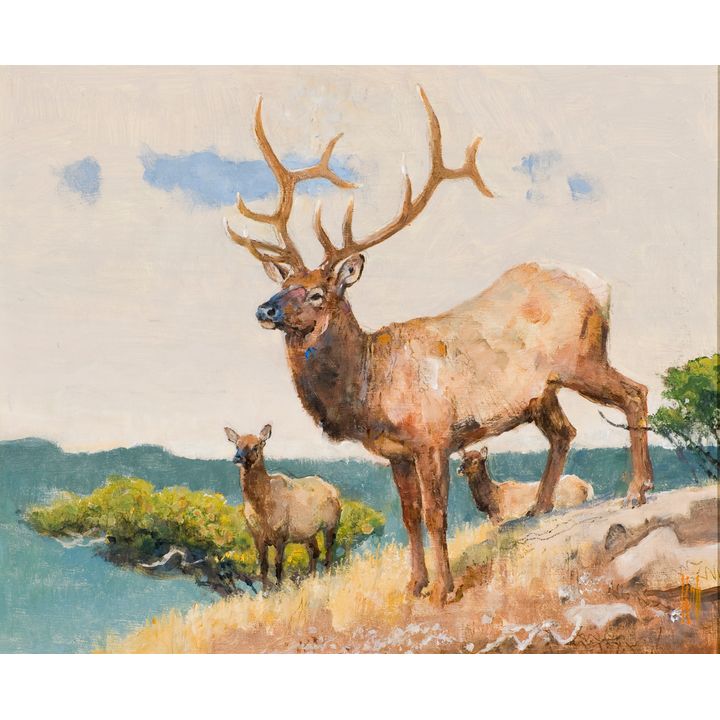 Bob Kuhn (1920-2007), Elk Topping Out