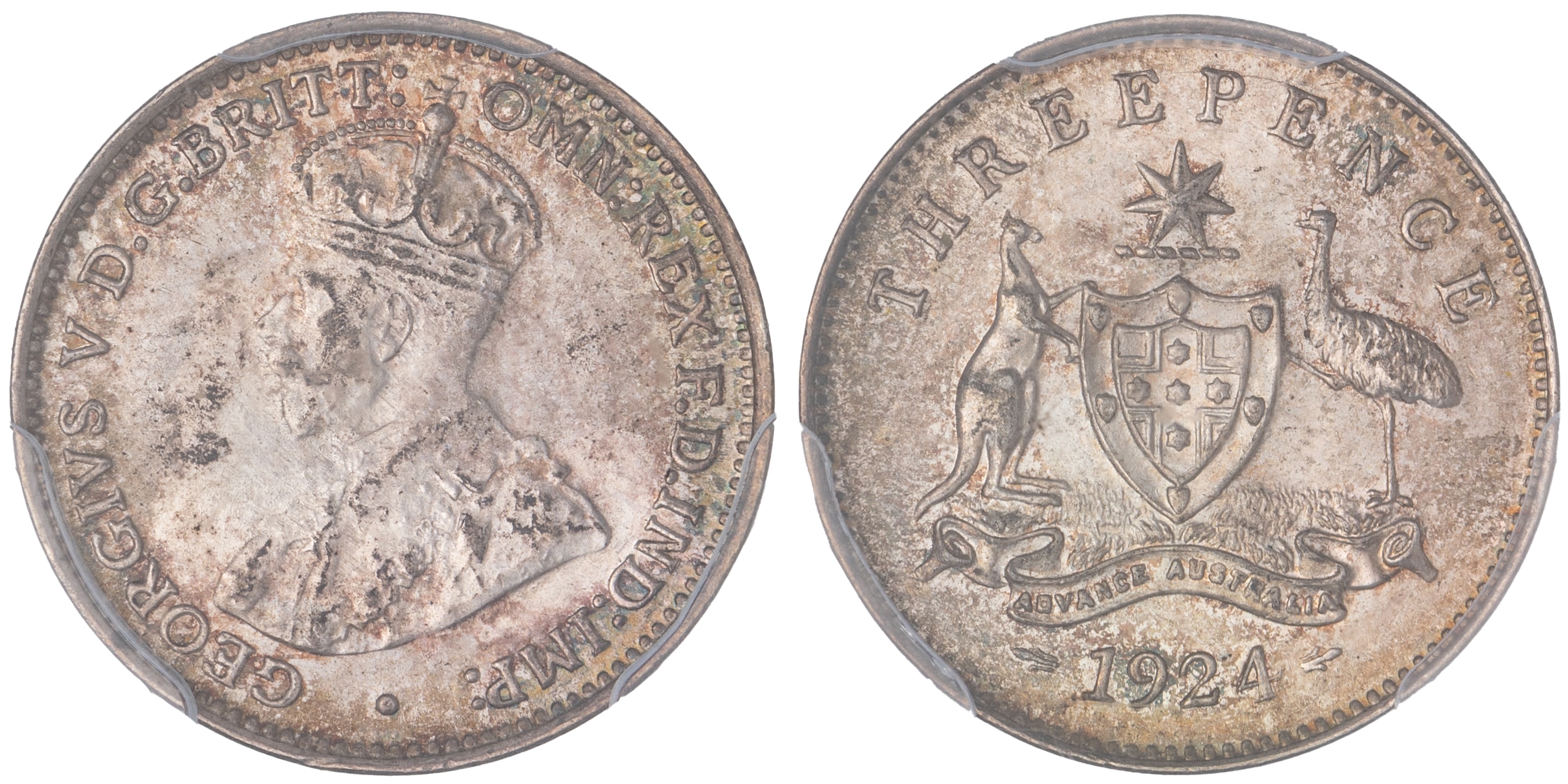 George V, Threepence, 1924, PCGS MS64