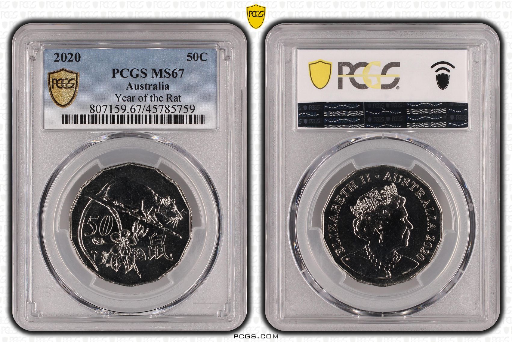 Year of the Rat , Fifty Cent, 2020, PCGS MS67