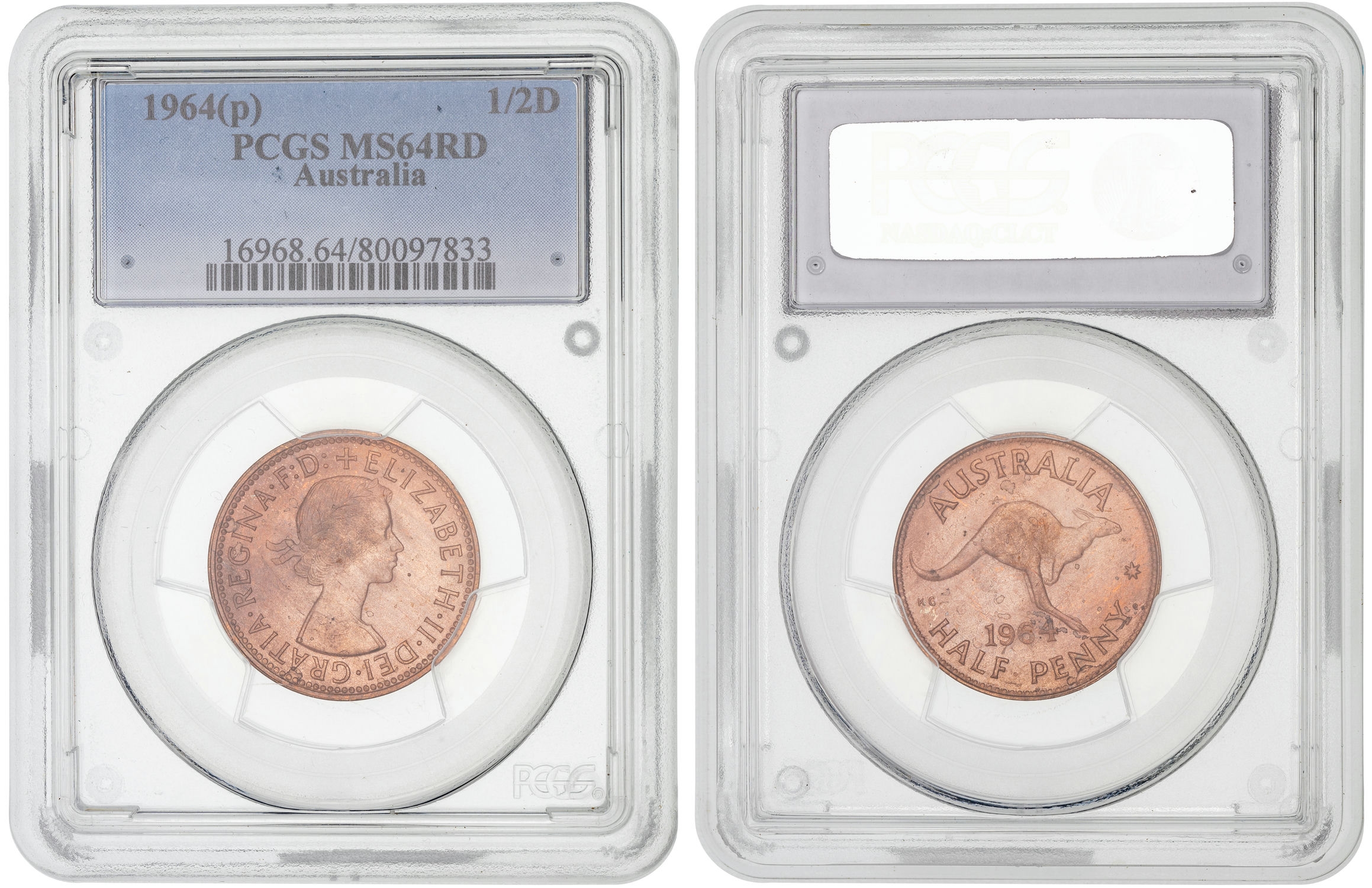 Elizabeth II, Halfpenny, 1964-Y., PCGS MS64RD