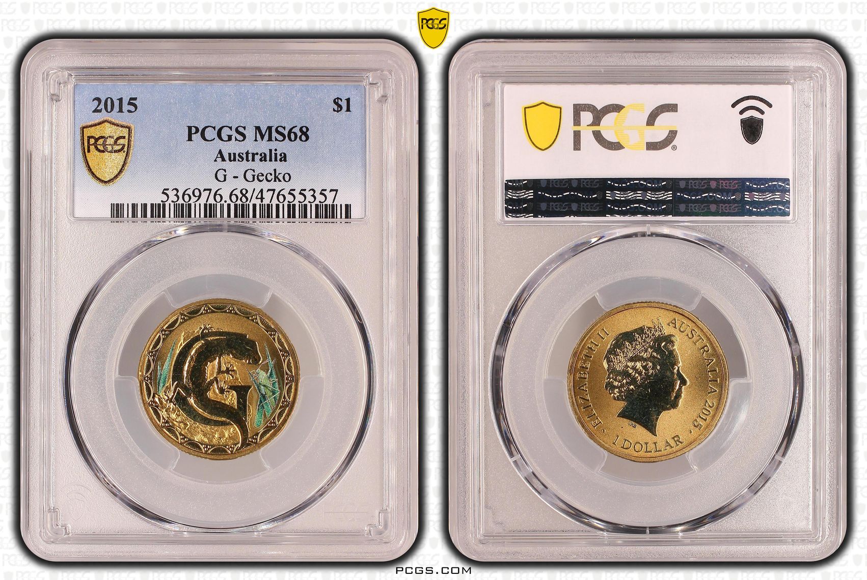 G - Gecko, One Dollar, 2015, PCGS MS 68