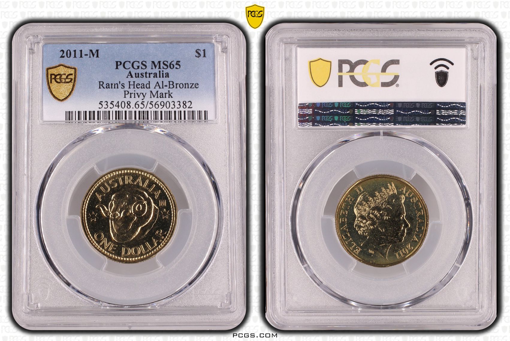 Ram's Head Al-Bronze Privy Mark, One Dollar, 2011-M, PCGS MS65