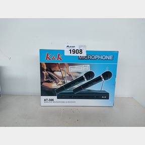 K K AT-306 KARAOKE DUAL WIRELESS HANDHELD MICROPHONE SYSTEM - QUALITY IS OUR MEASUREMENT OF SUCCESS - FAULTY